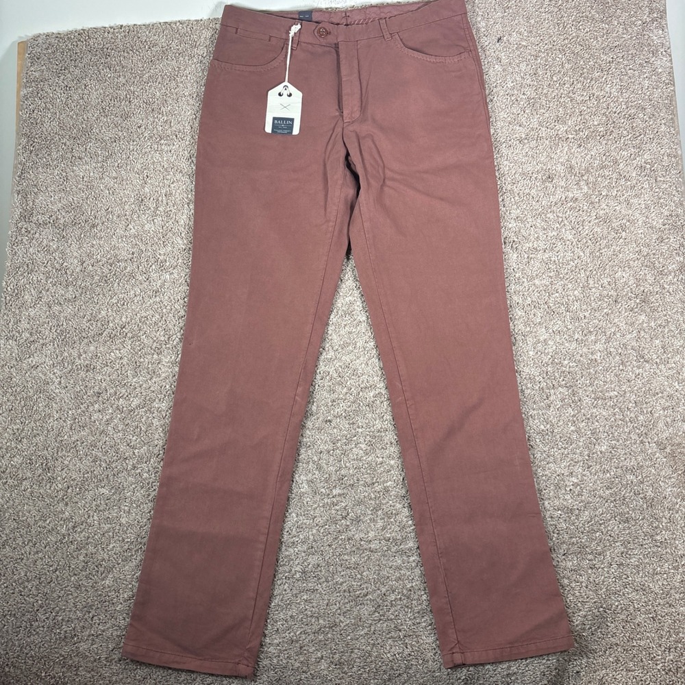 Ballin Soho Mens 36 Dusty Rose Cotton Stretch Flat Front Tailored Trousers NWT